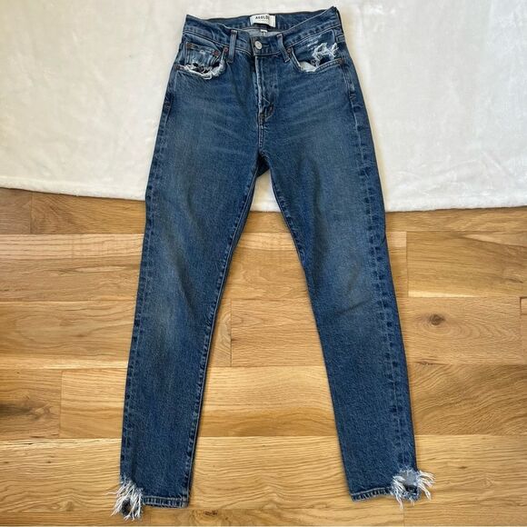 AGOLDE Toni Straight Leg Jeans 24 STYLE#A133F-3002 CUT# 52100 distressed denim - Picture 4 of 10